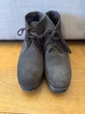 Pedro Garcia Brown Suede Lace Up Wedge Booties